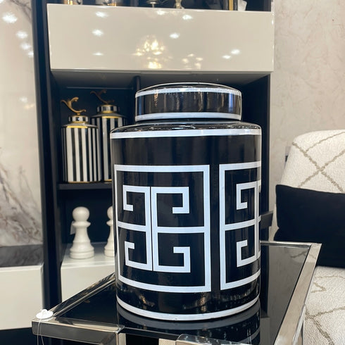 Greek Key Design Jar